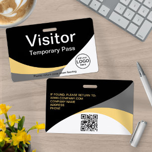 Corporate Visitor Pass Custom QR Code Yellow Grey Badge