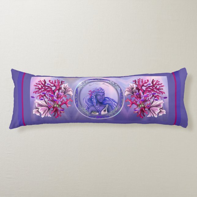 Corps de sirène marine violet coussin (Devant)