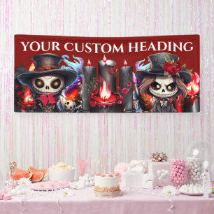 Corpse bride groom skeleton couple candles gothic banner