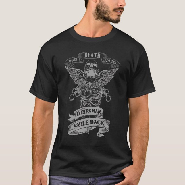 Corpsman Smile Back 8404 For Corpsman Veteran T-Shirt (Front)