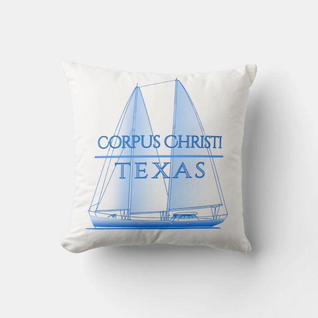 Corpus Christi Coastal Nautical Sailing Sailor Throw Pillow (Front)