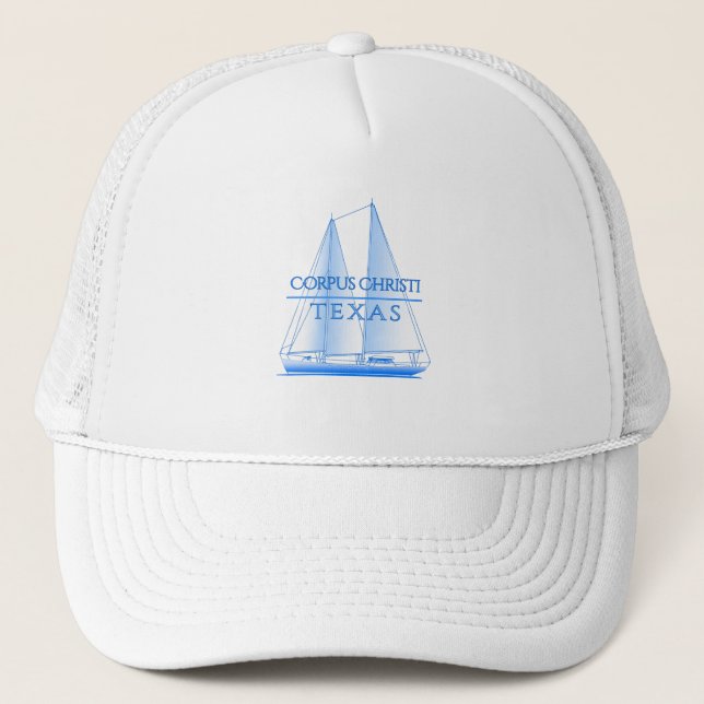 Corpus Christi Coastal Nautical Sailing Sailor Trucker Hat (Front)