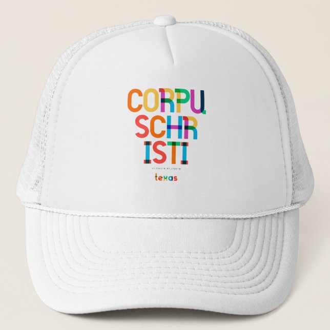 Corpus Christi Texas Mid Century, Pop Art, Trucker Hat (Front)