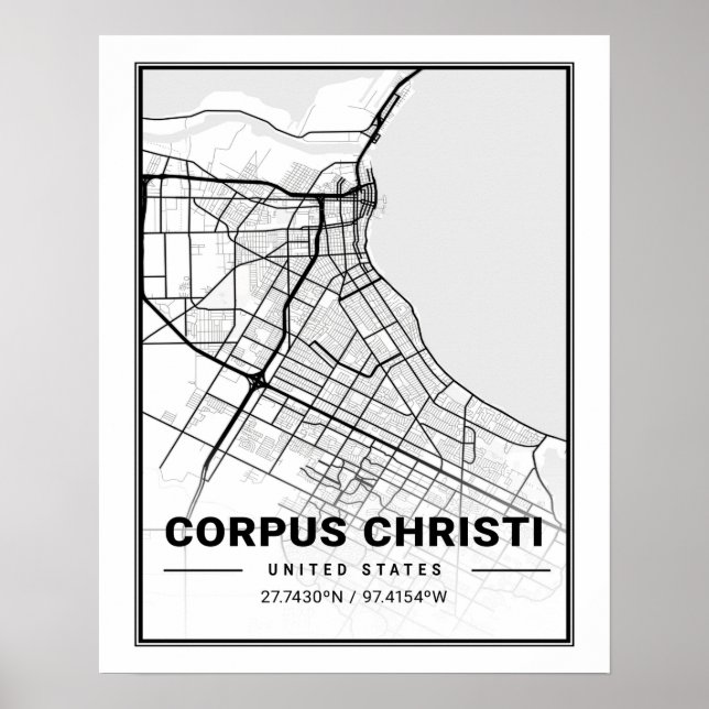 Corpus Christi Texas USA Travel City Map Poster (Devant)