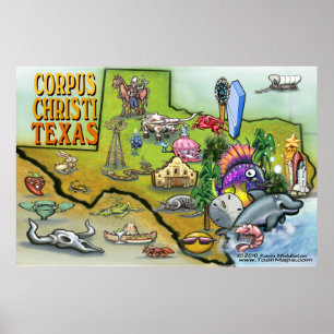 Corpus Christi TX Map Poster
