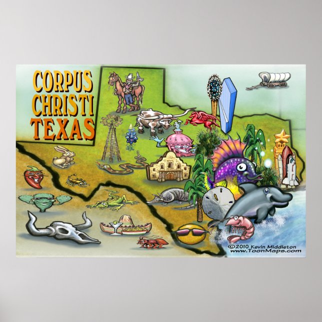 Corpus Christi TX Map Poster (Front)