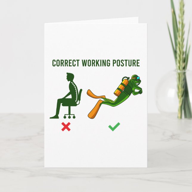 Correct Working Posture Scuba Diver Apparel Diving Card (Front)