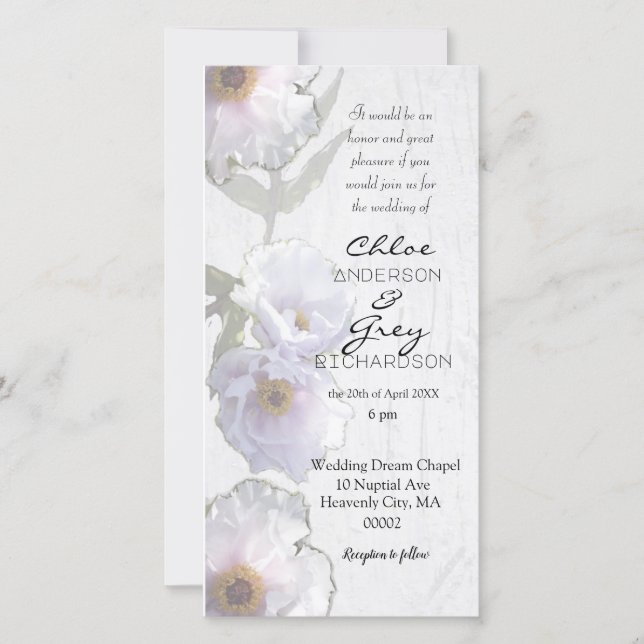 Corrected Wedding Ceremony Invitation with peonies (Front)