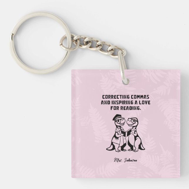 Correcting Commas Love for Reading Educator Style Keychain (Front)
