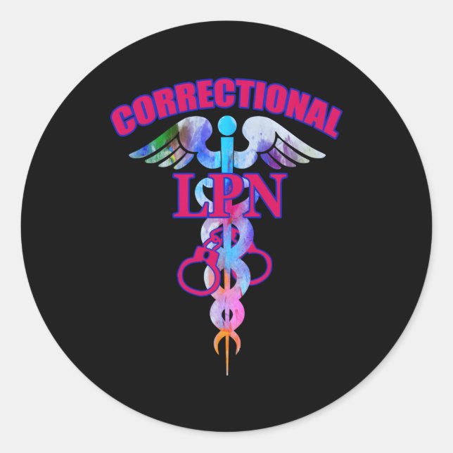Correctional Lpn Practical Nurse Caduceus Symbol Classic Round Sticker (Front)