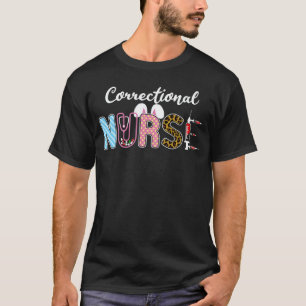 Correctional Nurse Easter Bunny Stethoscope Leopar T-Shirt