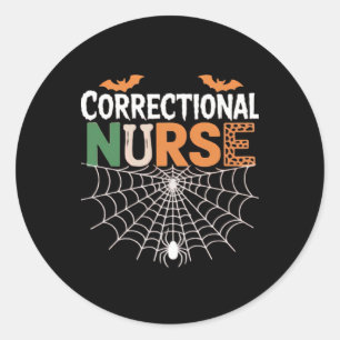 Correctional Nurse Halloween Pumpkin Classic T-Shi Classic Round Sticker