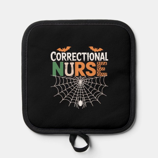 Correctional Nurse Halloween Pumpkin Classic T-Shi Pot Holder (Front)