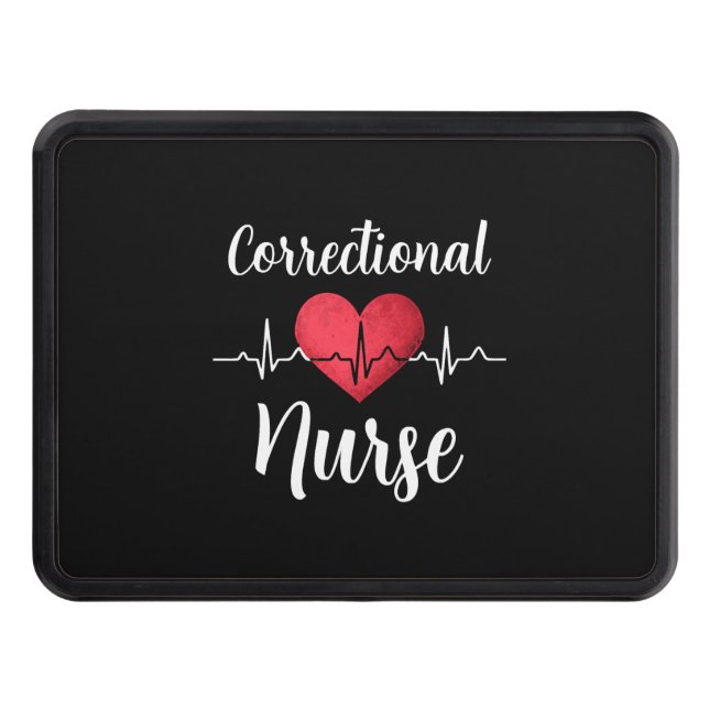 Correctional Nurse Heartbeat Nursing RN Trailer Hitch Cover (Front)