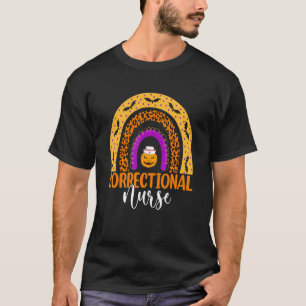 Correctional Nurse Leopard Rainbow Halloween Pumpk T-Shirt