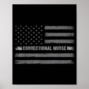Correctional Nurse US Flag Vintage Health Care Poster