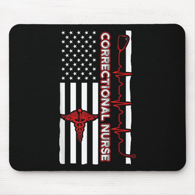 Correctional Nurse USA Flag Nursing RN Mouse Pad (Front)