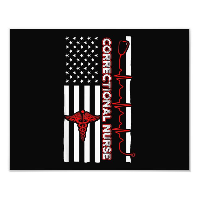 Correctional Nurse USA Flag Nursing RN Photo Print (Front)