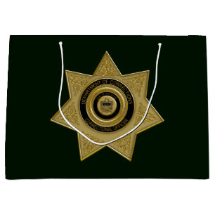 Correctional Officer Badge Gold-Grn-Large Gift Bag