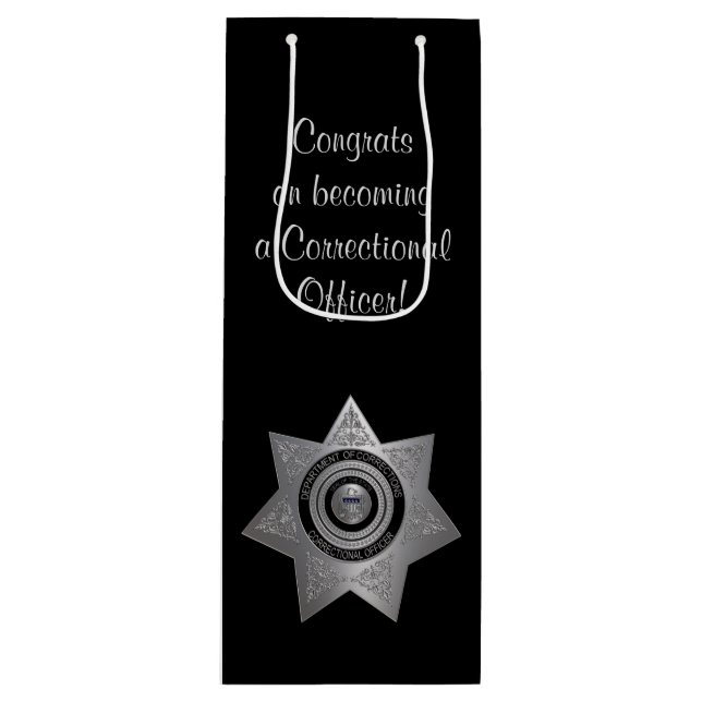 Correctional Officer Badge,Silve-Blk-Wine Gift Bag (Front)