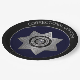 Correctional Officer Badge Silver 02-PAPER PLATES