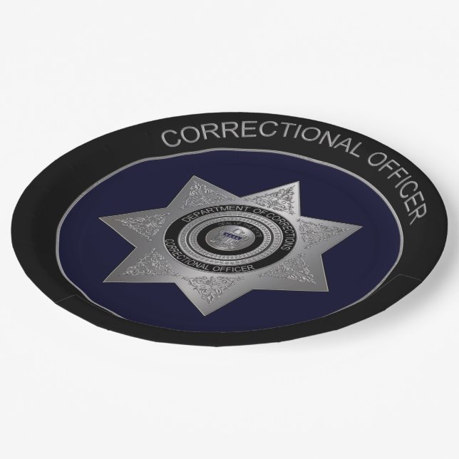Correctional Officer Badge Silver 02-PAPER PLATES (Angled)