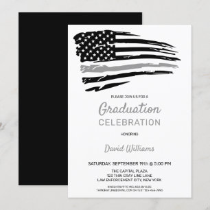 Correctional Officer Graduation Thin Grey Line Invitation