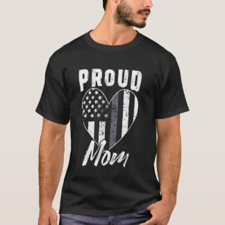 Correctional Officer Mom Mother Heart American Fla T-Shirt