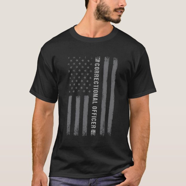 Correctional Officer On Back American Flag T-Shirt (Front)