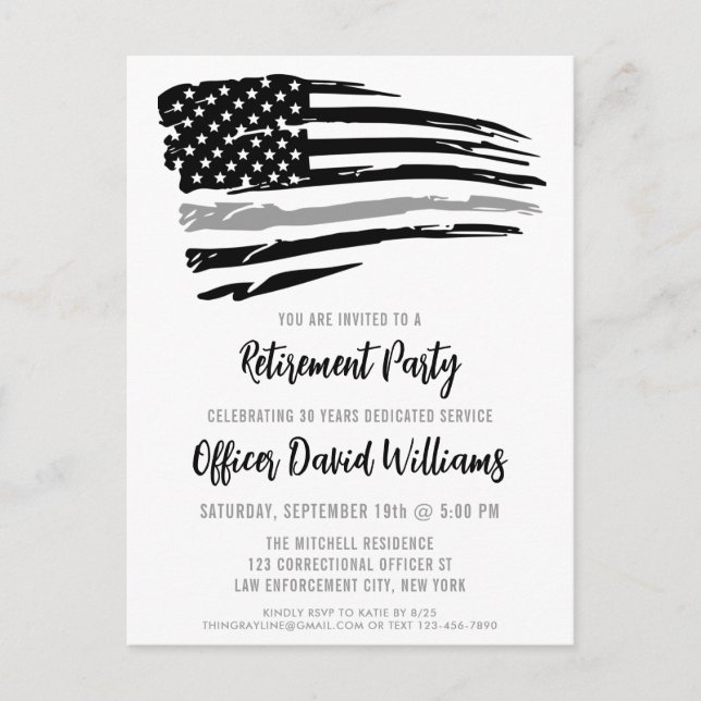 Correctional Officer Retirement Party Announcement Postcard (Front)