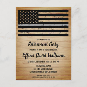 Correctional Officer Retirement Thin Silver Line Announcement Postcard