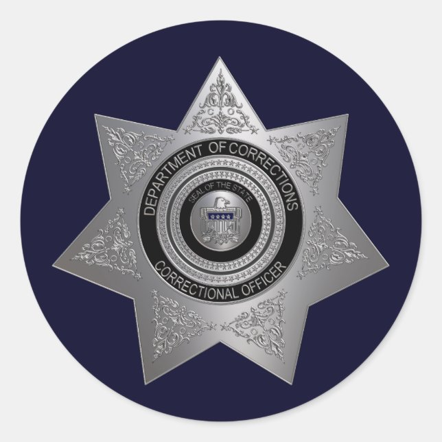 Correctional Officer Silver Badge Stickers (Front)