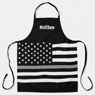Correctional Officer Thin Grey Line American Flag Apron