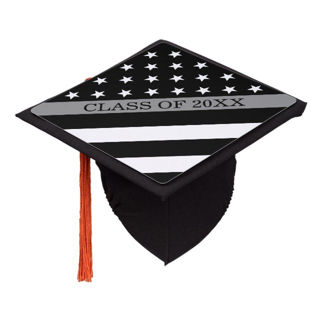 Correctional Officer Thin Grey Line Flag Graduation Cap Topper (Angled)