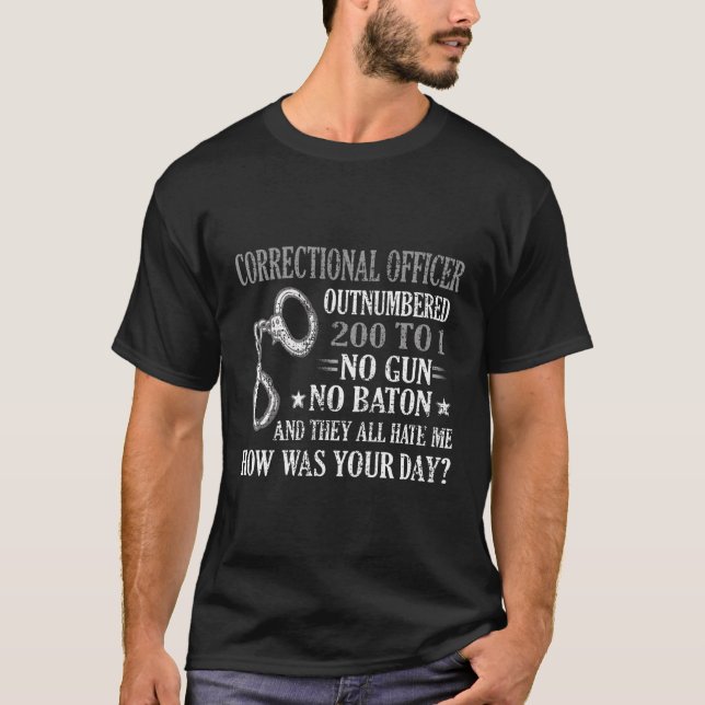 Correctional Officer Thin Silver Line Corrections  T-Shirt (Front)