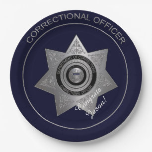 Correctional Officers Badge,Silver 01-Paper Plates
