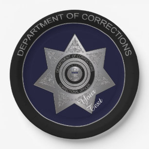 Correctional Officers Badge,Silver 04-Paper Plates