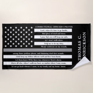 Correctional Officers Prayer Thin Grey Line Beach Towel