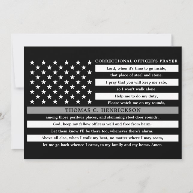 Correctional Officers Prayer Thin Grey Line Thank  Thank You Card (Front)
