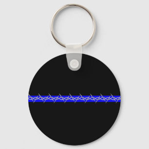 Corrections Barbed Wire Blue Line Keychain