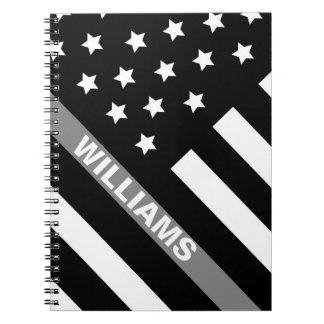 Corrections Officer Black Grey Flag Notebook