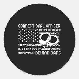 Corrections Officer Gear Thin Silver Line Correcti Classic Round Sticker