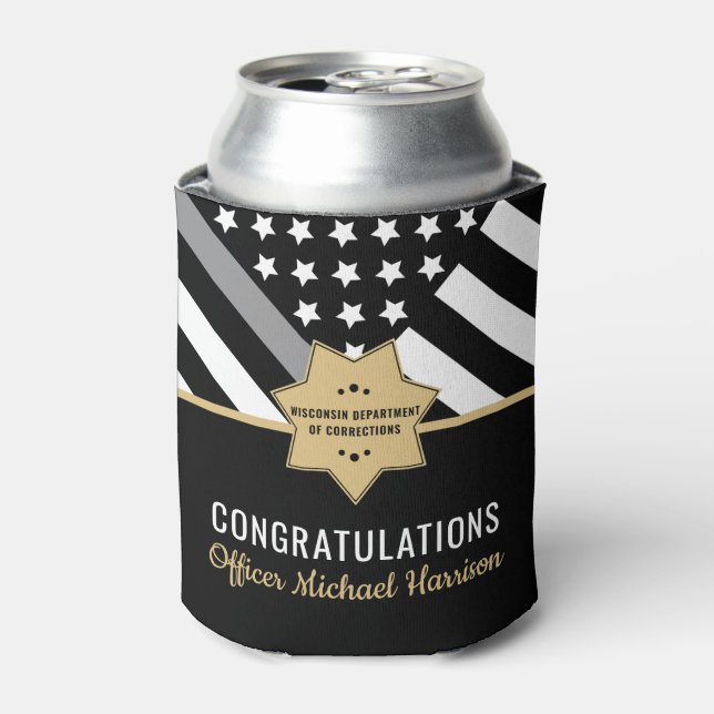 Corrections Officer Graduation Party Flag Can Cooler (Can Front)