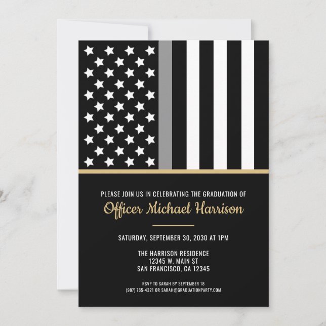 Corrections Officer Graduation Party Flag Invitation (Front)