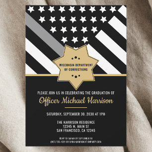 Corrections Officer Graduation Party Flag Invitation