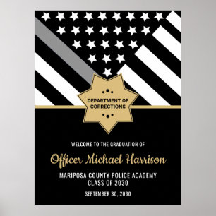 Corrections Officer Graduation Party Silver Line Poster
