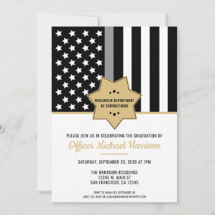 Corrections Officer Grey Line Graduation Party Invitation