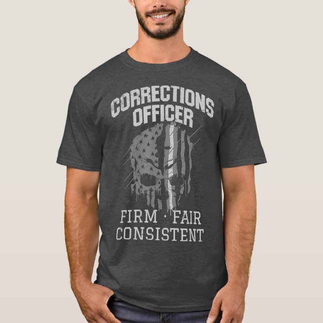 Corrections Officer Quote Thin Silver Grey Line T-Shirt (Front)