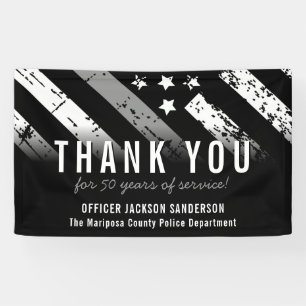 Corrections Officer Retirement Thin Silver Line Banner