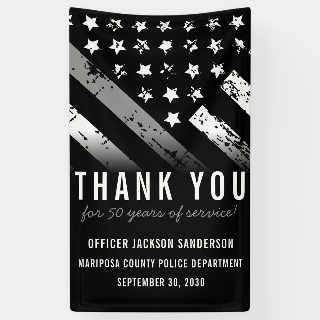 Corrections Officer Retirement Thin Silver Line Banner (Vertical)